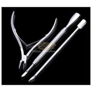 3pcs Manicure Essential Set | Silver (Stainless Steel Cuticle Nipper & 2 in 1 Pushers) Cuticle Pusher Set