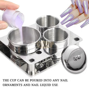 3pcs/set Manicure Acrylic Liquid Powder Stainless Steel Container Tray Acrylic jar Set