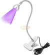 3W UV LED Flexible Gooseneck Clip-On Nail Lamp for Nail Art Silver UV Lamp