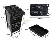 4-drawer Salon/Barber Trolley Cart | Black Both Sides (No Design) Salon Trolley