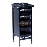 4-drawer Salon/Barber Trolley Cart | Black Both Sides (No Design) Salon Trolley