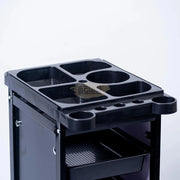 4-drawer Salon/Barber Trolley Cart | Black Both Sides (No Design) Salon Trolley