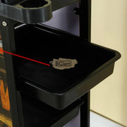 4-drawer Salon/Barber Trolley Cart | Black Both Sides (No Design) Salon Trolley