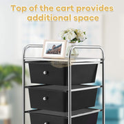 4-Drawers Storage Rolling Cart | Black Salon Furnishing