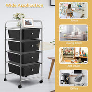4-Drawers Storage Rolling Cart | Black Salon Furnishing