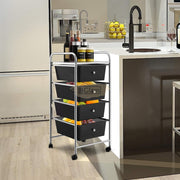 4-Drawers Storage Rolling Cart | Black Salon Furnishing