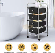 4-Drawers Storage Rolling Cart | Black Salon Furnishing