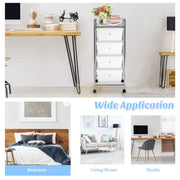 4-Drawers Storage Rolling Cart | White Salon Furnishing