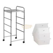 4-Drawers Storage Rolling Cart | White Salon Furnishing