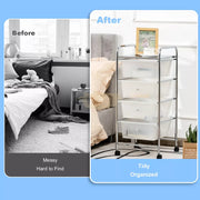 4-Drawers Storage Rolling Cart | White Salon Furnishing