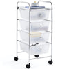 4-Drawers Storage Rolling Cart | White Salon Furnishing