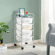 4-Drawers Storage Rolling Cart | White Salon Furnishing