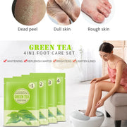4-in-1 Green Tea Foot Care Set (Foot Soak Foot Salt Scrub Foot Mud Mask & Foot Lotion) Foot care