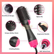 4-in-1 Hot Air Brush Hair Dryer & Styler | Straight Curl Wave Hair Dryer