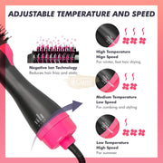 4-in-1 Hot Air Brush Hair Dryer & Styler | Straight Curl Wave Hair Dryer