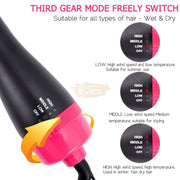 4-in-1 Hot Air Brush Hair Dryer & Styler | Straight Curl Wave Hair Dryer
