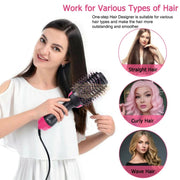4-in-1 Hot Air Brush Hair Dryer & Styler | Straight Curl Wave Hair Dryer