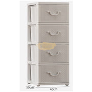 4-Tier Plastic Rattan Storage Drawer Cabinet | Gray Storage Cabinet