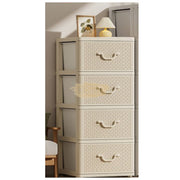 4-Tier Plastic Rattan Storage Drawer Cabinet | Gray Storage Cabinet