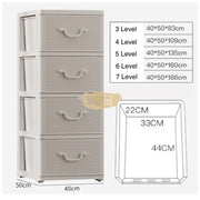 4-Tier Plastic Rattan Storage Drawer Cabinet | White Storage Cabinet