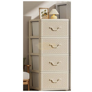 4-Tier Plastic Rattan Storage Drawer Cabinet | White Storage Cabinet