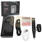 Portable Brushless Rechargeable Nail Drill Machine With Lcd Display 35 000 Rpm - Black