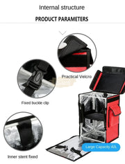 42L Large Capacity Food Delivery Backpack with Removable Divider | Red Delivery Bags