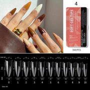 Soft Gel Tips H105-4 | Half Cover | Medium Stiletto 550 Tips Coral Box