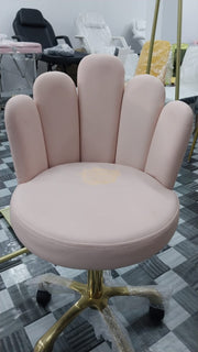 5-Finger Beautician Stool with gold finish | Pink Chair