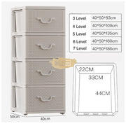 5-Tier Plastic Rattan Storage Drawer Cabinet | Beige Storage Cabinet