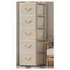 5-Tier Plastic Rattan Storage Drawer Cabinet | Beige Storage Cabinet