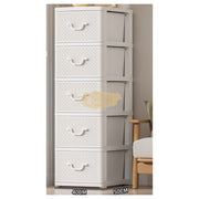 5-Tier Plastic Rattan Storage Drawer Cabinet | Gray Storage Cabinet