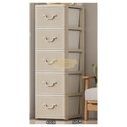 5-Tier Plastic Rattan Storage Drawer Cabinet | White Storage Cabinet