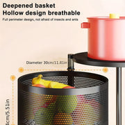 5-Tier Rotating Storage Organizer | Round Mesh on Wheels | Black Storage Rack