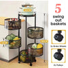 5-Tier Rotating Storage Organizer | Round Mesh on Wheels | Black Storage Rack