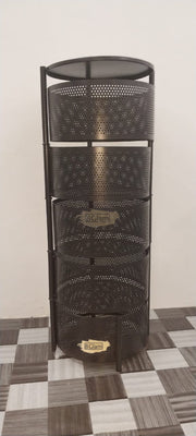 5-Tier Rotating Storage Organizer | Round Mesh on Wheels | Black Storage Rack