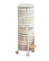 5-Tier Rotating Storage Organizer | Round Mesh on Wheels | White Storage Rack