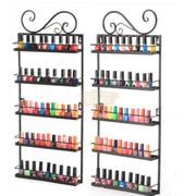 5-Tier Wall-Mounted Iron Nail Polish Display Rack (1 pair) | Black (rack only) Wall Nail Polish Display