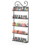5-Tier Wall-Mounted Iron Nail Polish Display Rack (1 pair) | Black (rack only) Wall Nail Polish Display