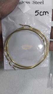 50mm Classic Round Gold Hoop Earrings Stainless Steel Fashion Jewelry