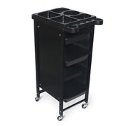 4-drawer Salon/Barber Trolley Cart | Black Both Sides (No Design)