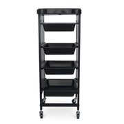 4-drawer Salon/Barber Trolley Cart | Black Both Sides (No Design)