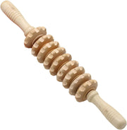 Wood Massage Rollers with anti-slip Handle | 9 Wheels