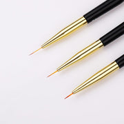 3 Pcs Double Sided Nail Art Brush Set Black/Gold