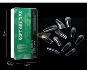 550pcs Soft Gel Tips Long Coffin | Full Cover | H105-1 Green Box Soft Gel Tips