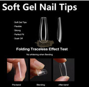 550pcs Soft Gel Tips Long Coffin | Full Cover | H105-1 Green Box Soft Gel Tips