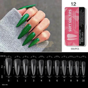 550pcs Soft Gel Tips Short Stiletto | Full Cover | H105-12 Pink Box Soft Gel Tips