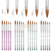 5Pcs Beauty Artists Acrylic Brush Set Clear with Sequins Nail Art Brush