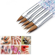 5Pcs Beauty Artists Acrylic Brush Set Clear with Sequins Nail Art Brush