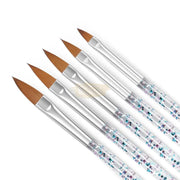 5Pcs Beauty Artists Acrylic Brush Set Clear with Sequins Nail Art Brush